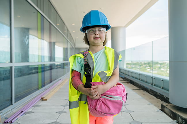 Children's hospital patient tours the almost finished hospital