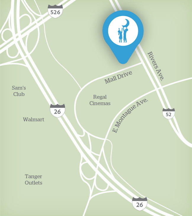 Map showing location of MUSC Children's Health R. Keith Summey Medical Pavilion