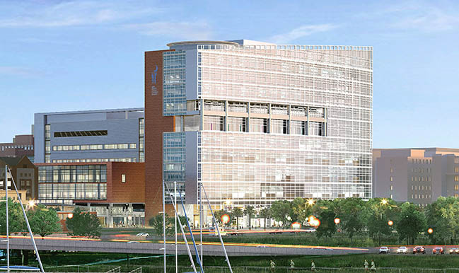 Rendering of the exterior of the Shawn Jenkins Children's Hospital