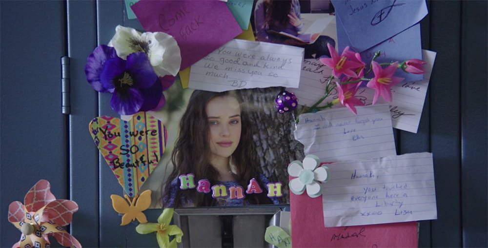 closeup of a locker decorated with notes and cards