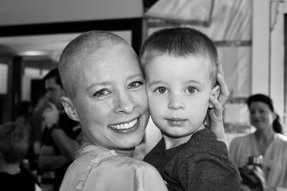 Madeline Lewis with her son