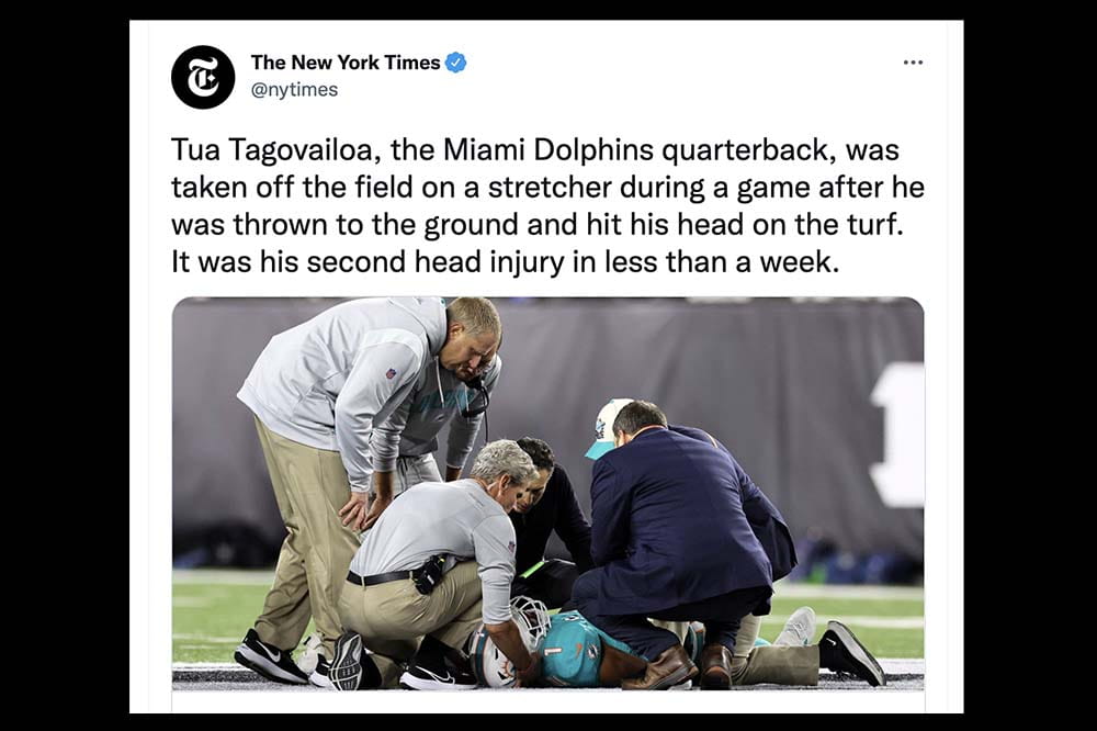 Miami Dolphins QB Tua Tagovailoa stretchered off field with head